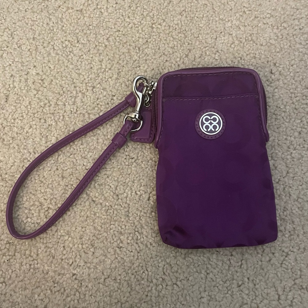 purple coach wristlet wallet